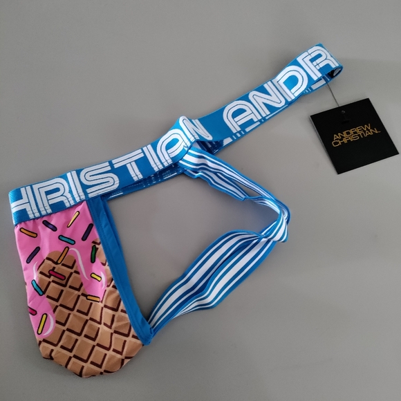 Andrew Christian jock ice cream pink rainbow SML NWT - Picture 2 of 7